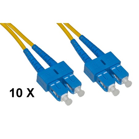 CONFEZIONE 10 CAVI FIBRA OTTICA SC A SC SINGLEMODE DUPLEX OS2 MT.5 (LKSCSC905E)