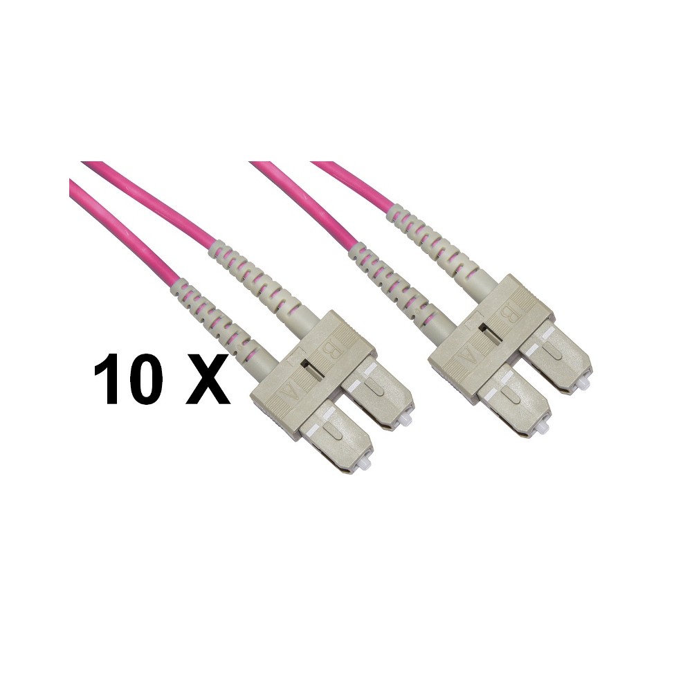 CONFEZIONE 10 CAVI FIBRA OTTICA SC A SC MULTIMODE DUPLEX OM4 MT.5 (LKSCSC4505E)