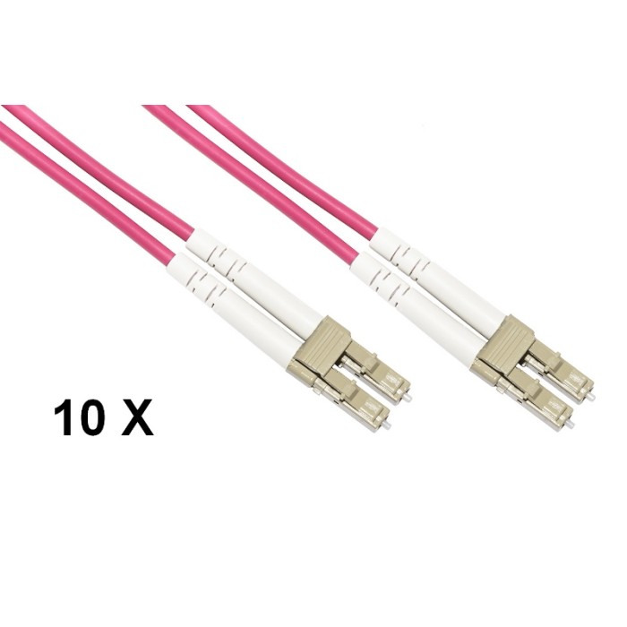 CONFEZIONE 10 CAVI FIBRA OTTICA LC A LC MULTIMODE DUPLEX OM4 MT.5 (LKLCLC4505E)