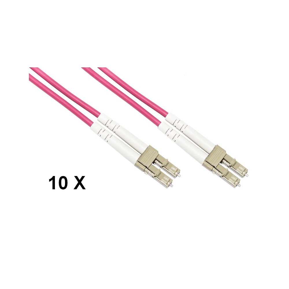 CONFEZIONE 10 CAVI FIBRA OTTICA LC A LC MULTIMODE DUPLEX OM4 MT.5 (LKLCLC4505E)