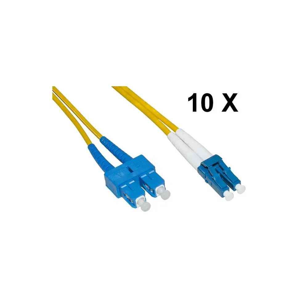 CONFEZIONE 10 CAVI FIBRA OTTICA LC A SC SINGLEMODE DUPLEX OS2 MT.1 (LKLCSC901E)