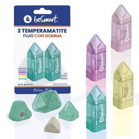 TEMPERAMATITE A MATITA CON GOMMA - 2PZ - COLORI ASSORTITI (00030267)