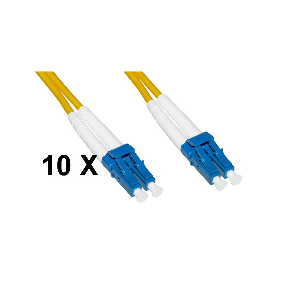 CONFEZIONE 10 CAVI FIBRA OTTICA LC A LC SINGLEMODE DUPLEX OS2 9MM MT.5 (LKLCLC905E)