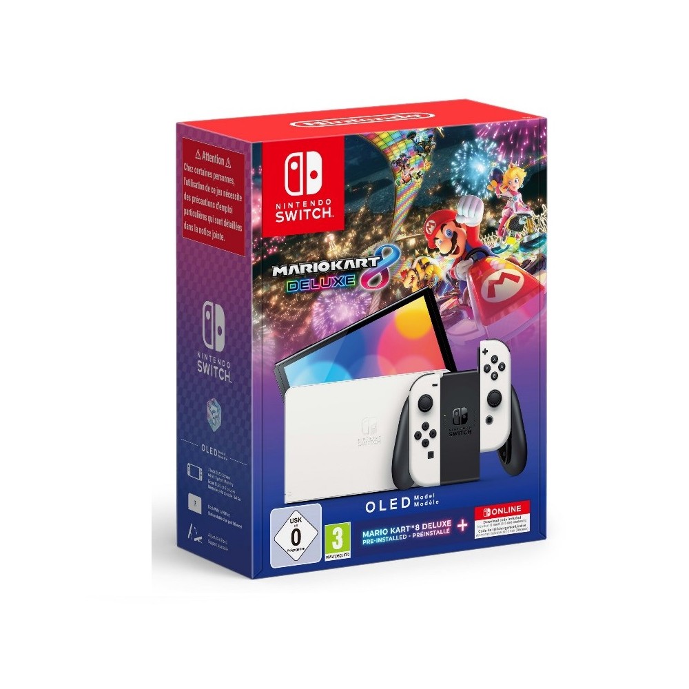 CONSOLE SWITCH OLED 7" 64GB BIANCO + VIDEOGIOCO MARIO KART 8 DELUXE PREINSTALLATO (SWICONIN0067)