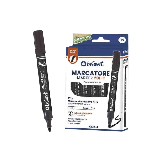 PENNARELLO MARCATORE PUNTA TONDA MARKER 201-T NERO CONF. 12PZ (00320079)