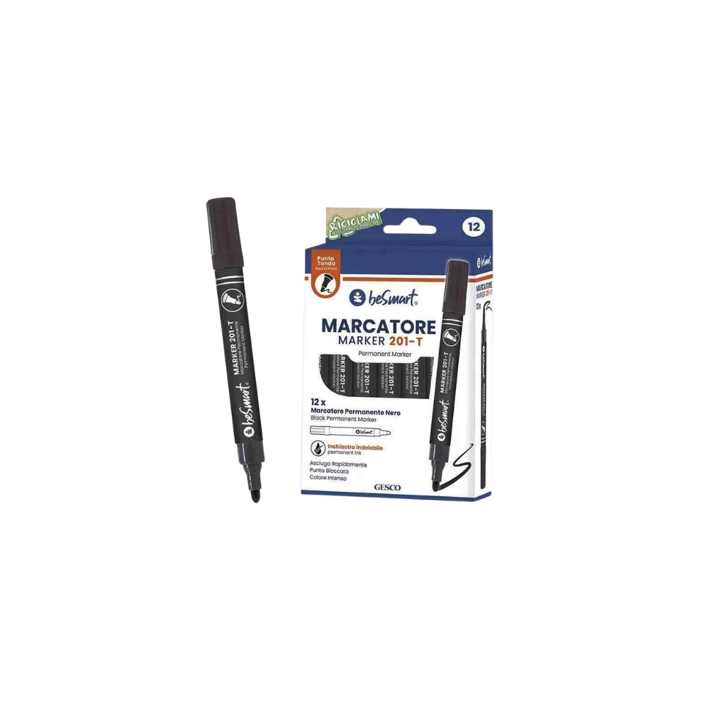 PENNARELLO MARCATORE PUNTA TONDA MARKER 201-T NERO CONF. 12PZ (00320079)