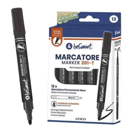 PENNARELLO MARCATORE PUNTA TONDA MARKER 201-T NERO CONF. 12PZ (00320079)