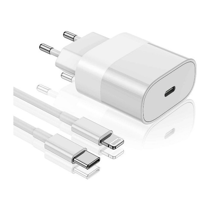 ADATTATORE CARICATORE IPHONE CAVO DA USB-C A LIGHTNING - 20W