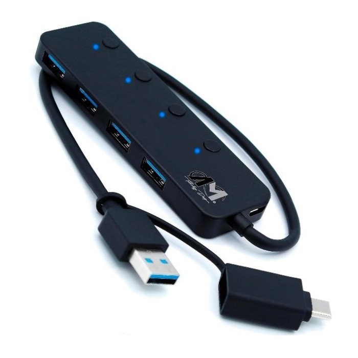 HUB 4 PORTE HS 080 USB 3.2 NERO ALIMENTATO