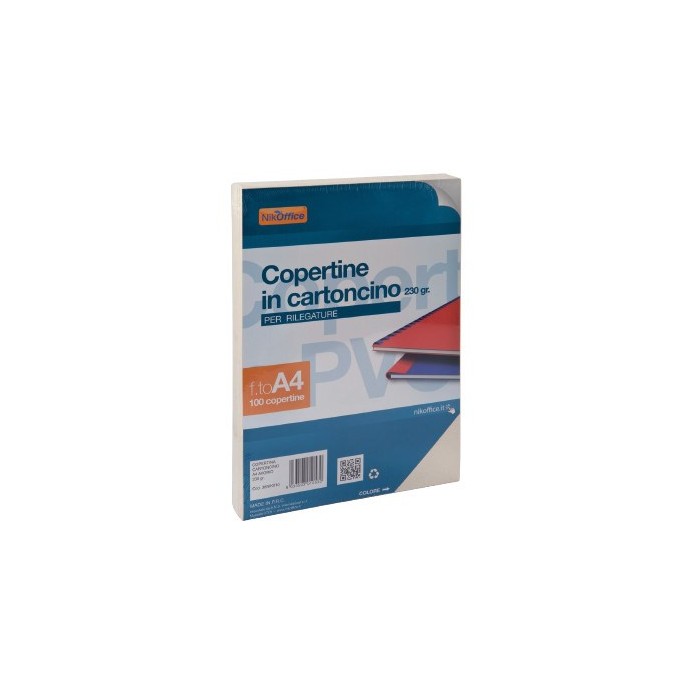 COPERTINE A4 QUADRANTI IN CARTONCINO PER RILEGATURE 230GR BLU (100FG) 38NIK011