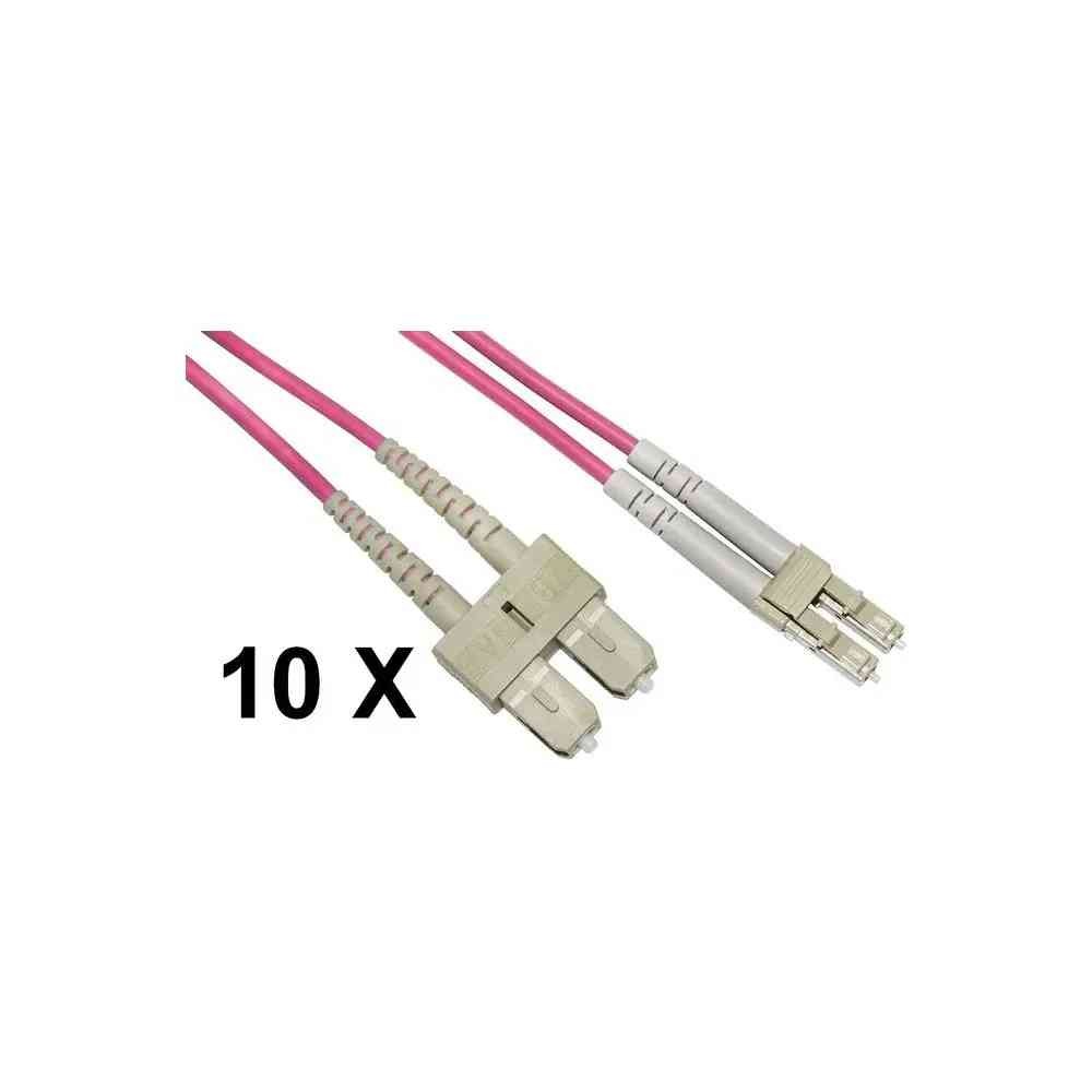 CONFEZIONE 10 CAVI FIBRA OTTICA LC A SC MULTIMODE DUPLEX OM4 MT.1 (LKLCSC4501E)