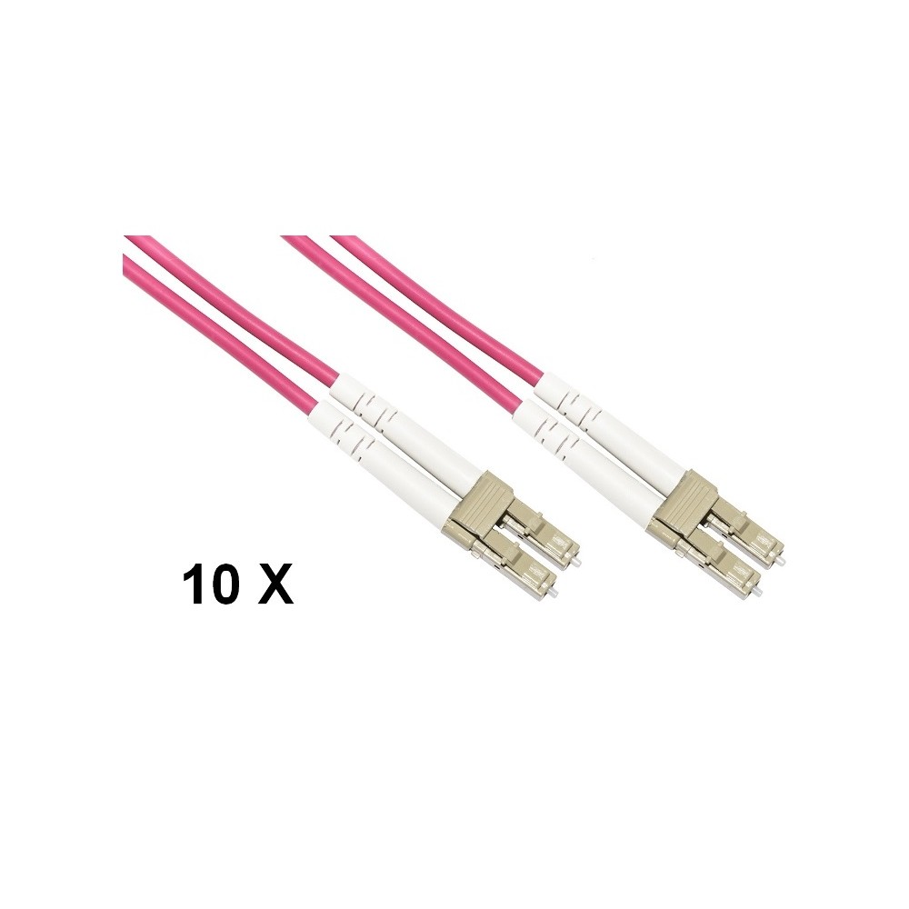 CONFEZIONE 10 CAVO FIBRA OTTICA LC A LC MULTIMODE DUPLEX OM4 GUAINA 2 MM 50/125 MT.1 (LKLCLC4501E)