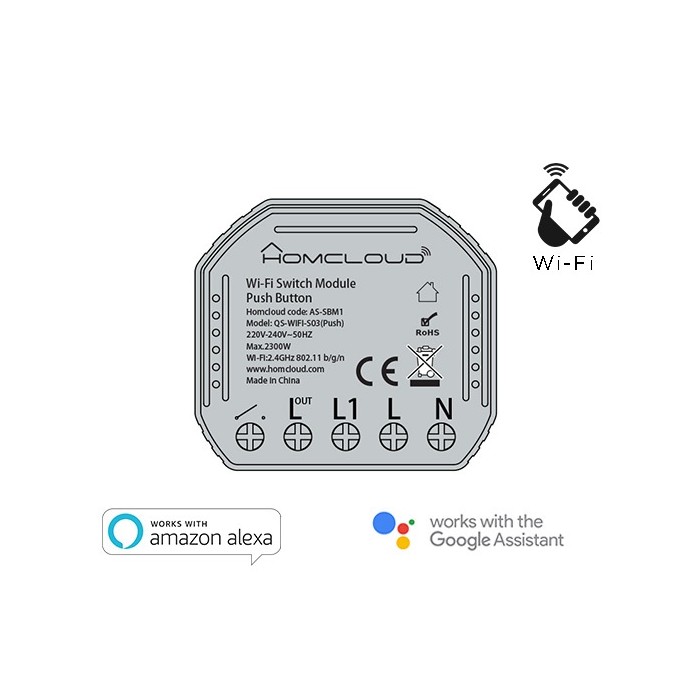 MODULO PULSANTE INTELLIGENTE WI-FI DA INCASSO (AS-SBM1)