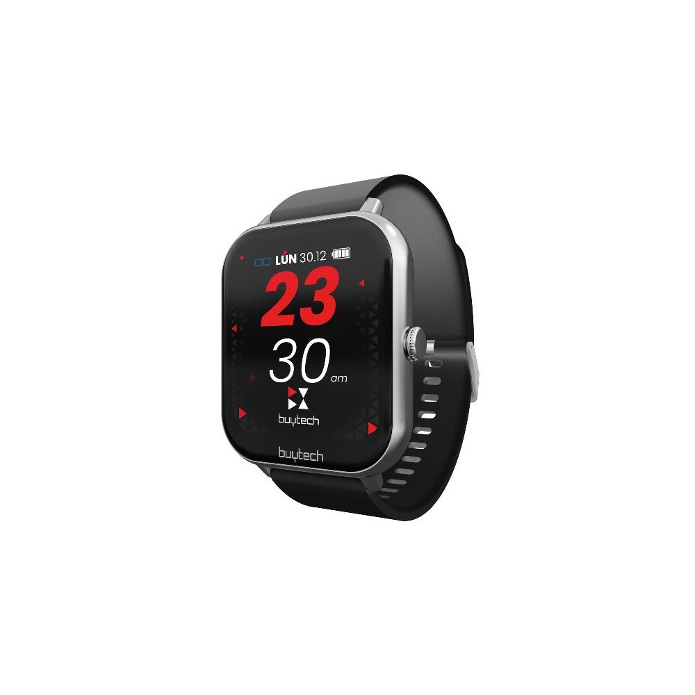 SMARTWATCH BUYTECH BY-ALFA-SILKBK CASSA SILVER CINTURINO SILICONE NERO